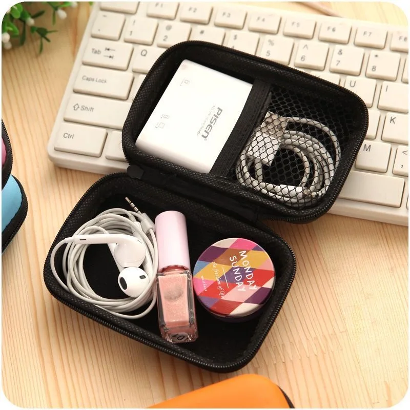 Sanrio Kuromi Earphone Storage Case Travel Carrying Hard Bag Box for Data Cable Charger Earbuds Card USB Cable Accessories Gift