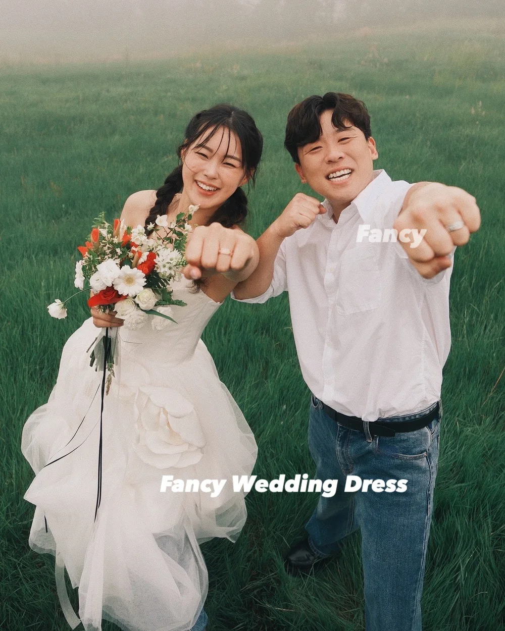 Fancy Princess Sweetheart Wedding Dress Korea Photo Shoot A Line Soft Tulle Bridal Gown Back Corset Customized