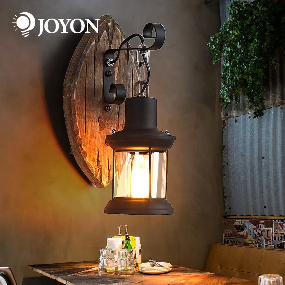 

Led Retro Wall Lamp Wooden Glass Restaurant Coffee Bar Bedroom Bedside Lamp Retro Industrial Retro Bedroom Wall Lamp