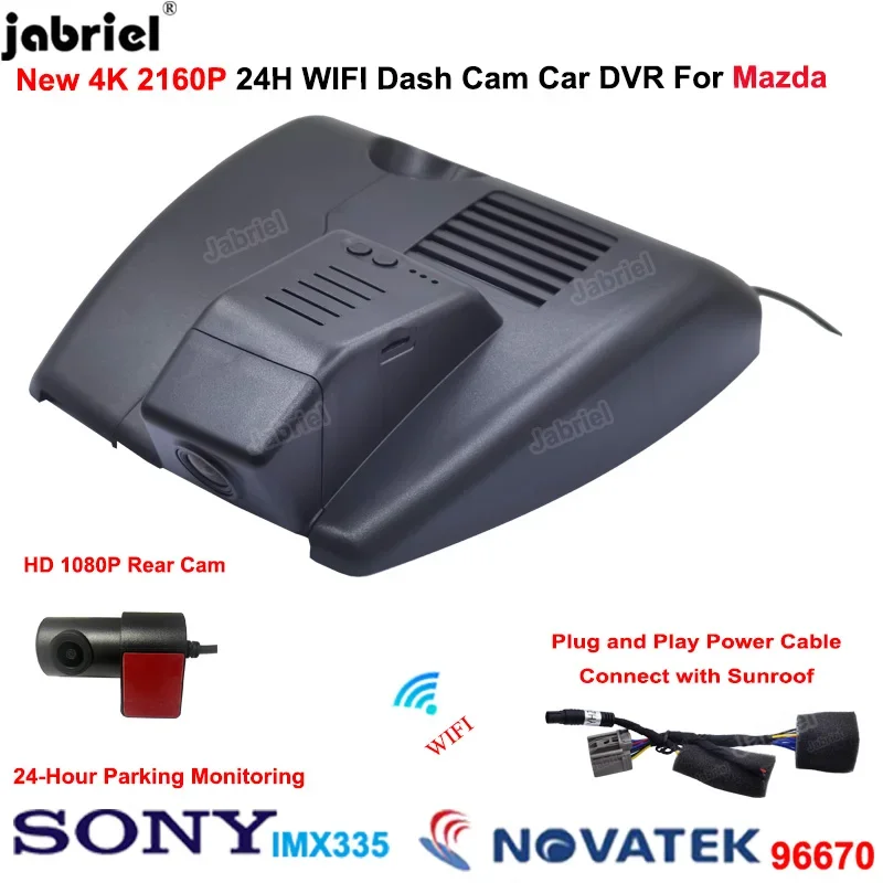 Jabriel Plug and Play 4K 2160P Wifi Car-DVR DashCam for Mazda CX 5 KF CX 4 CX5 CX4 CX-5 CX-4 2018 2019 2020 2021 2022 2023