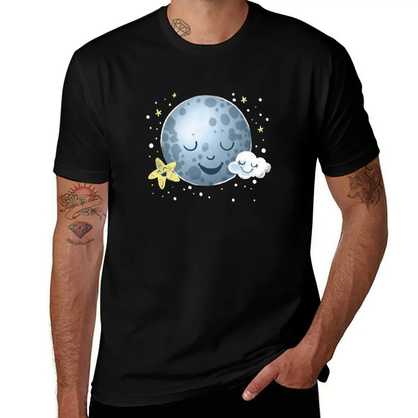 

The cute moon and sleepy stars T-Shirt t shirts for man graphic funny funny t shirts man men t shirt cotton 100% T-Shirt
