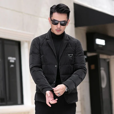 2023 new arrival winter jacket 90% White Duck down lapel jacket men,thicken warm high quality parkas trench coat size M-5XL