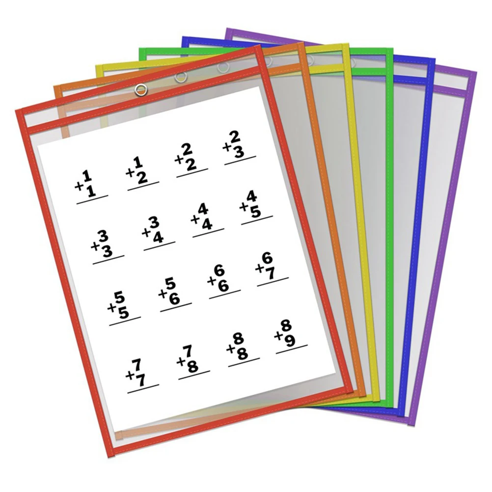

10pcs Transparent File Pockets Dry Erase Document Pouches Rewritable Office Home Use Sturdy PVC Waterproof Reusable