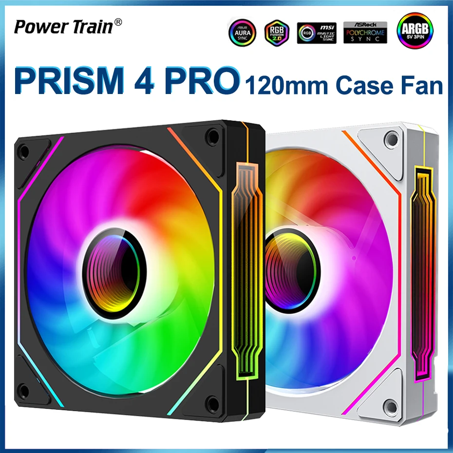 

Power Train PRISM 4 PRO Computer Chassis Fan 120mm ARGB Quiet CPU Cooling Fan 12V 4PIN PWM Large Air Volume Case Cooler Fan