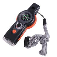 Compass Emergency Whistle LED Light Thermometer Survival Whistle High Decibel Reflector 7 in 1 Whistle Outdoor Tools