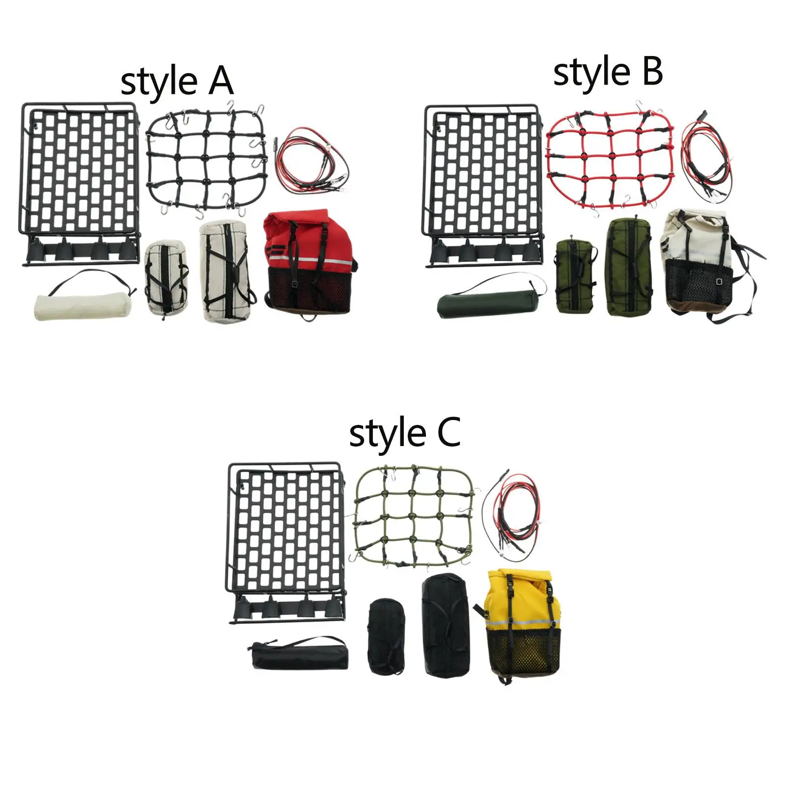 

1: 10 RC Crawler Roof Rack and Luggage Set Lightweight Accessories Decorative Kits DIY Decoration Parts Multiple Waterproof Bags