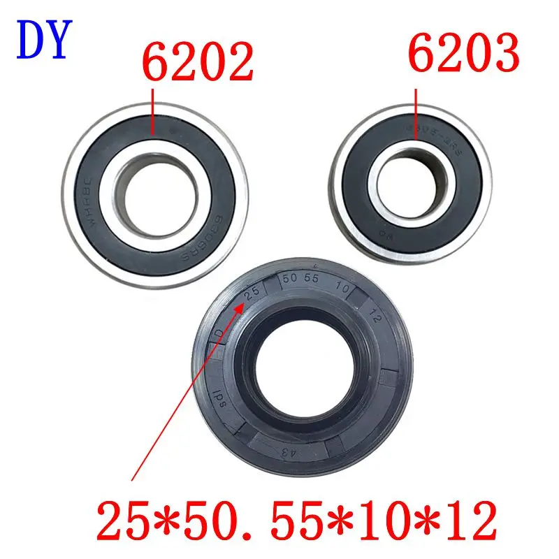 for Daewoo Mini wall mount drum washing machine Water seal（25*50.55*10*12）+bearings 2 PCs（6202 6203）Oil seal Sealing ring parts