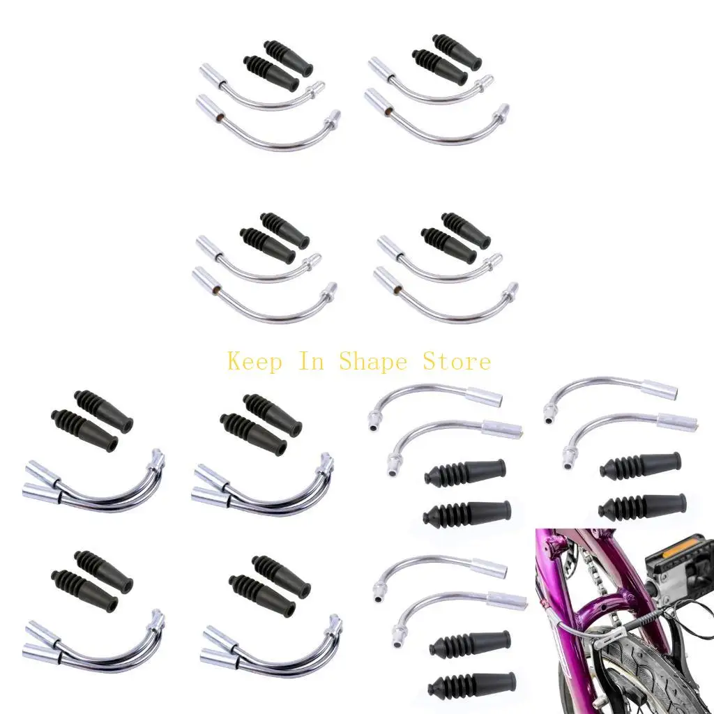 U1JC 8 PCS Bicycles V-Brake Brake Noodles and Boot Set Bike Brake Bend Tube Plastic Sleeves Boot Protector Hoses Bike Part