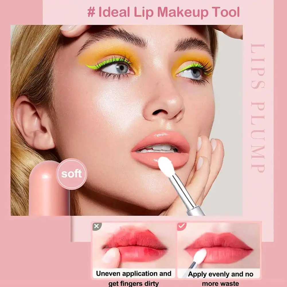 Portable Silicone Lip Brush With Cover Soft Multifunctional Lip Balm Applicator Lipstick Lipgloss Eyeshadow Makeup Brush