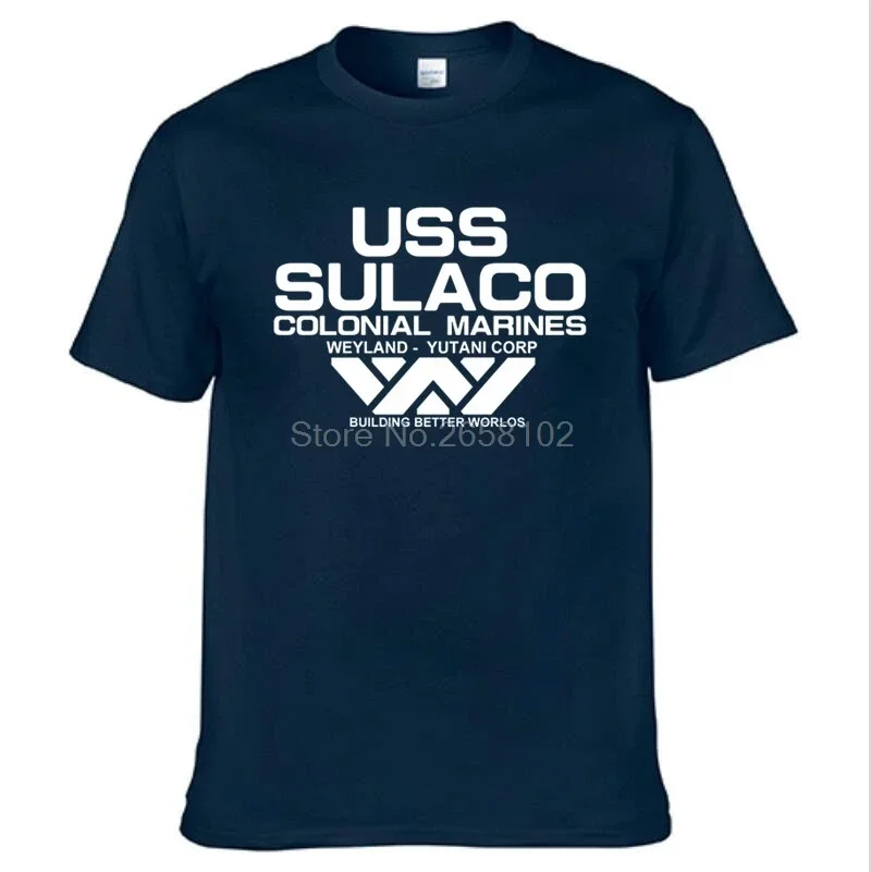 Fashion USCSS Nostromo T-Shirts Alien USS Sulaco Colonial Marines Aliens Off World Short Sleeve Tshirt Men O Neck Tee Shirt