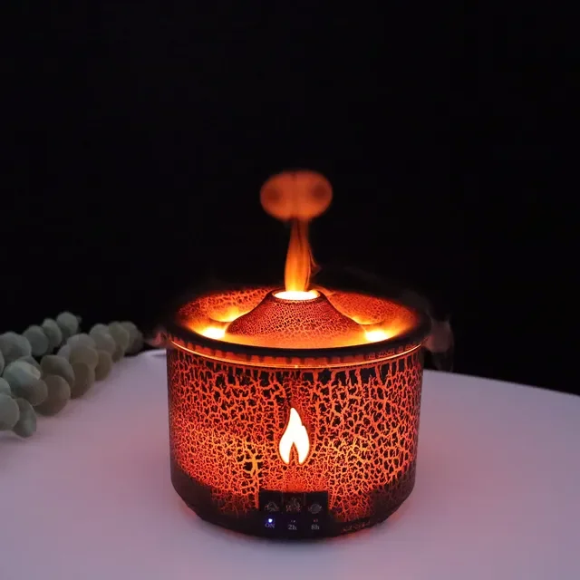 Volcano Flame Air Humidifier with Essential Oil Room Fragrance, Ultrasonic Jellyfish Mist Steamers