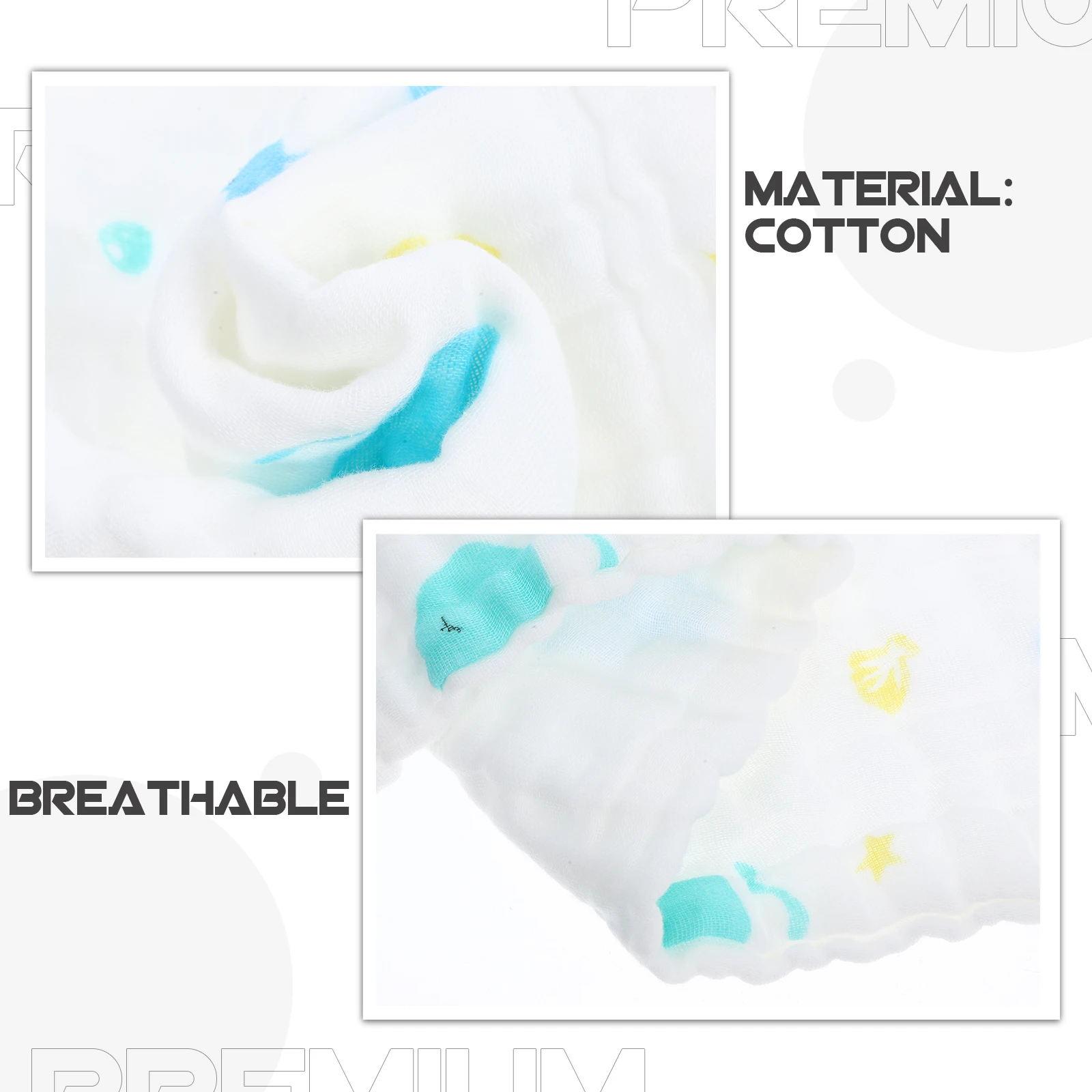 

Pure Cotton Baby Washcloths Infant Burp Cloths Newborn Muslin Towels Cartoon Prints Soft Absorbent Reusable Bathrobe
