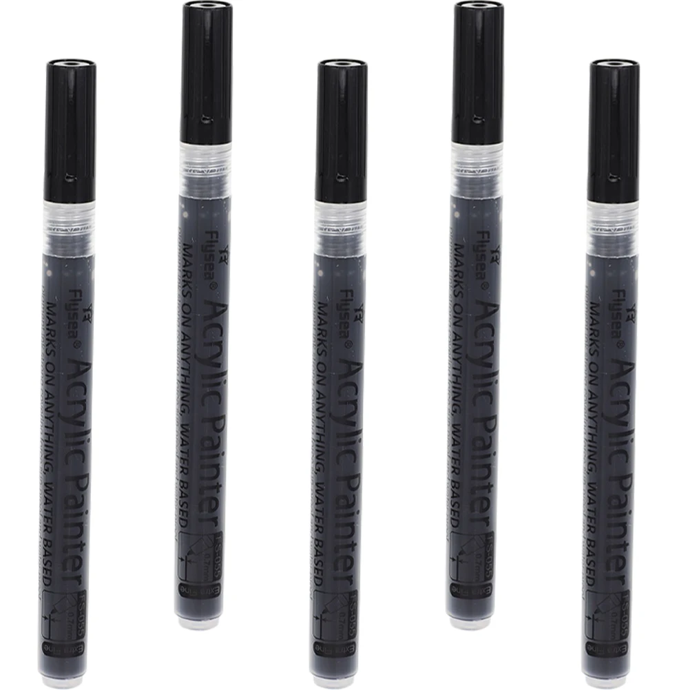 

5pcs Acrylic Pens 0.7mm Fine Tip for Coloring Painting Paint Black Marker Pen Fine Tip Paint Pens Projects