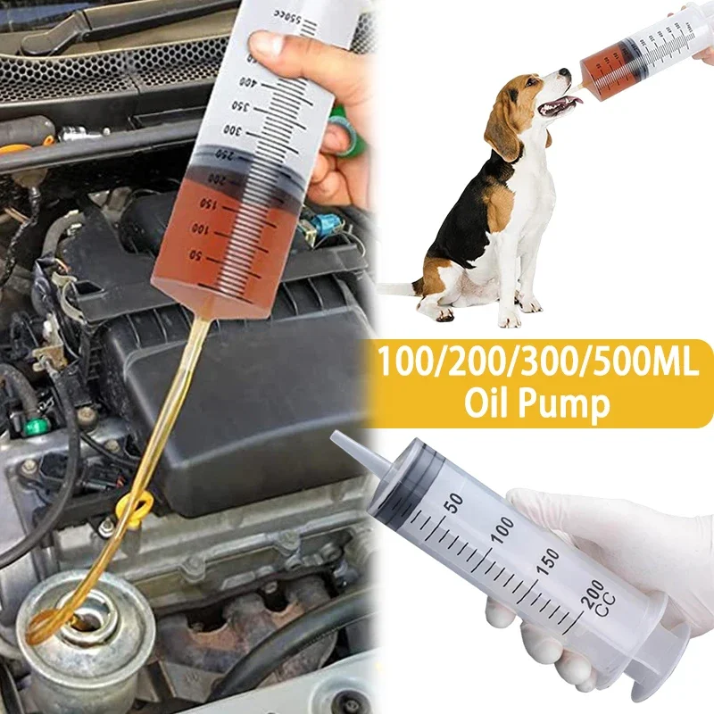 100/200/300/500ml Large Capacity Syringe with 1m Hose Vacuum Oil Pump for Pet Feeding Glue Oil Application Large Metering Pump