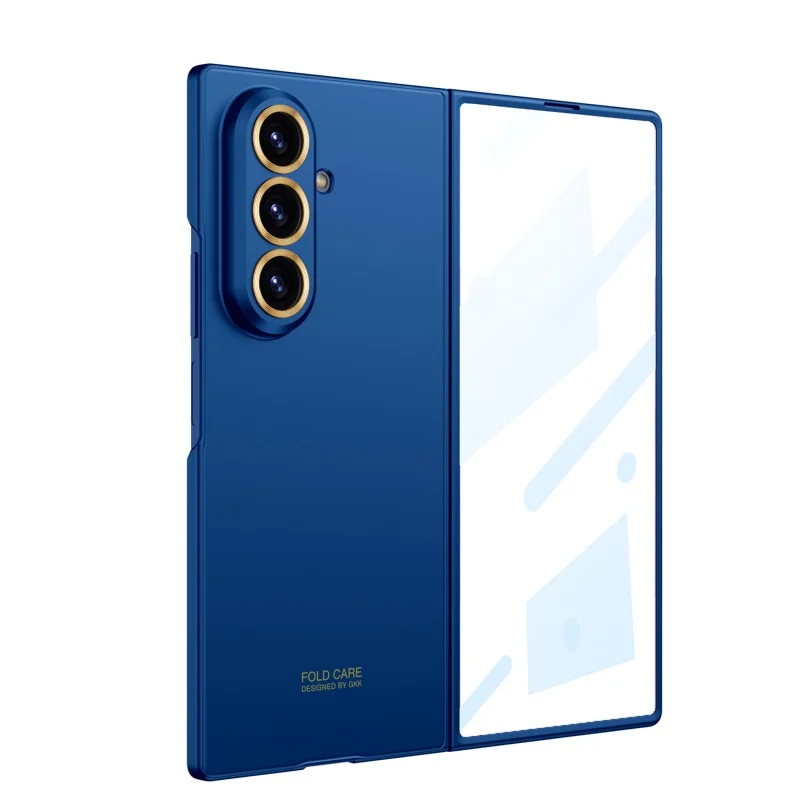 Luxuriöse, modische, ultradünne Hülle für Samsung Galaxy Z Fold 8 Ultra 7 6 5G mit Displayschutzfolie aus Glas, matte Schutzhülle