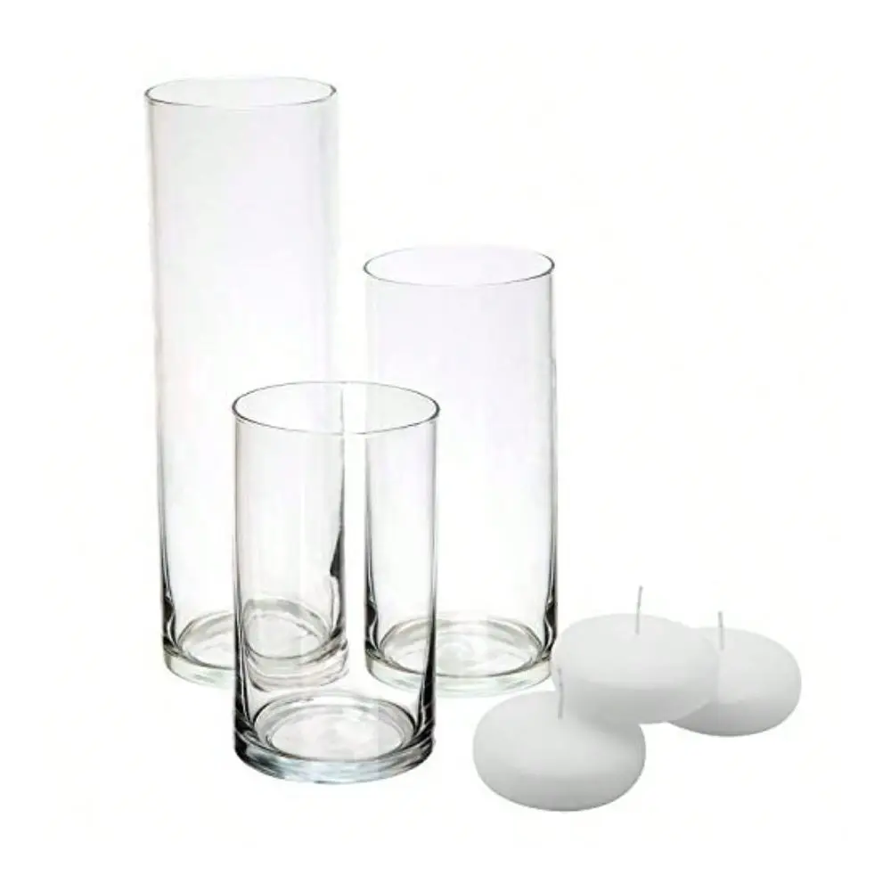 

Cylinder Flower Centerpiece Vases Set Of 3 Hurricane Candle Holder Pillar Floating Tealights Use For Floral Wedding Home Decor