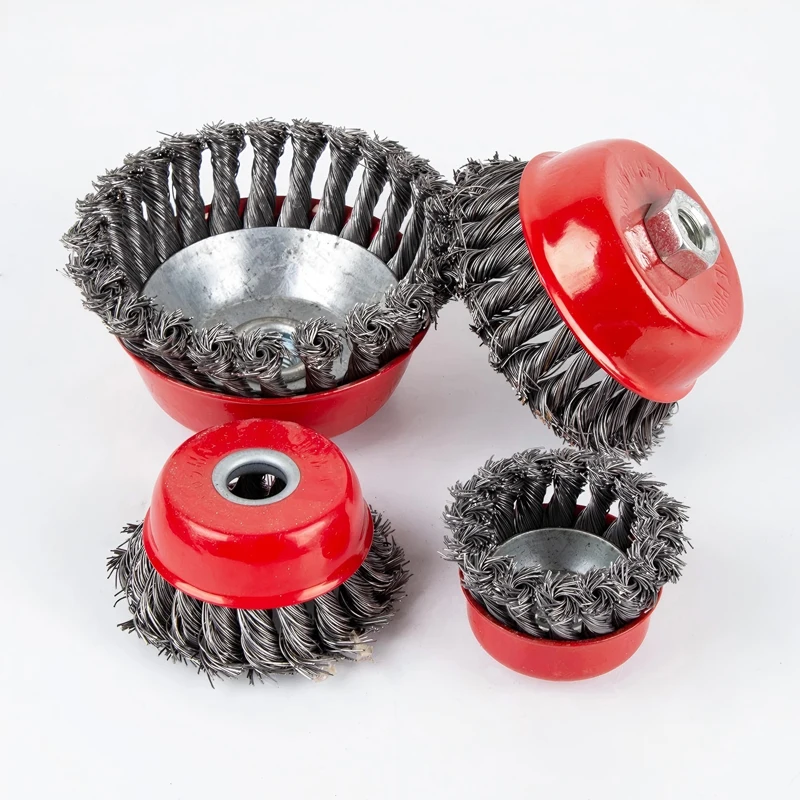 Twisted Steel Wire Wheel Brush M10/M14 Knotting Wire Wheel Cup Rust Removal Deburring for Angle Grinder Rotary Tools 3/4/5 inch