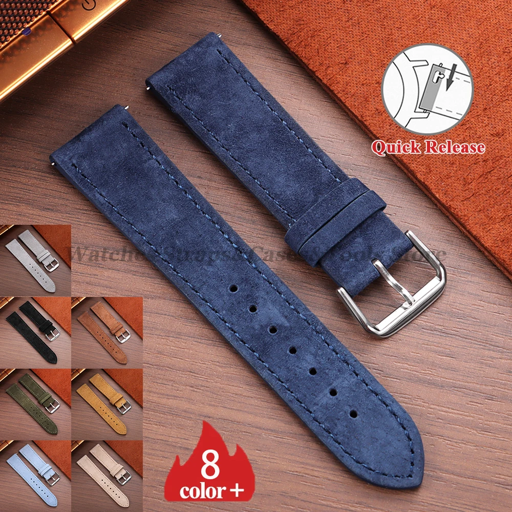 Suede Strap Watch - 빈티지 스웨이드 소가죽 시계줄 가죽 시계밴드