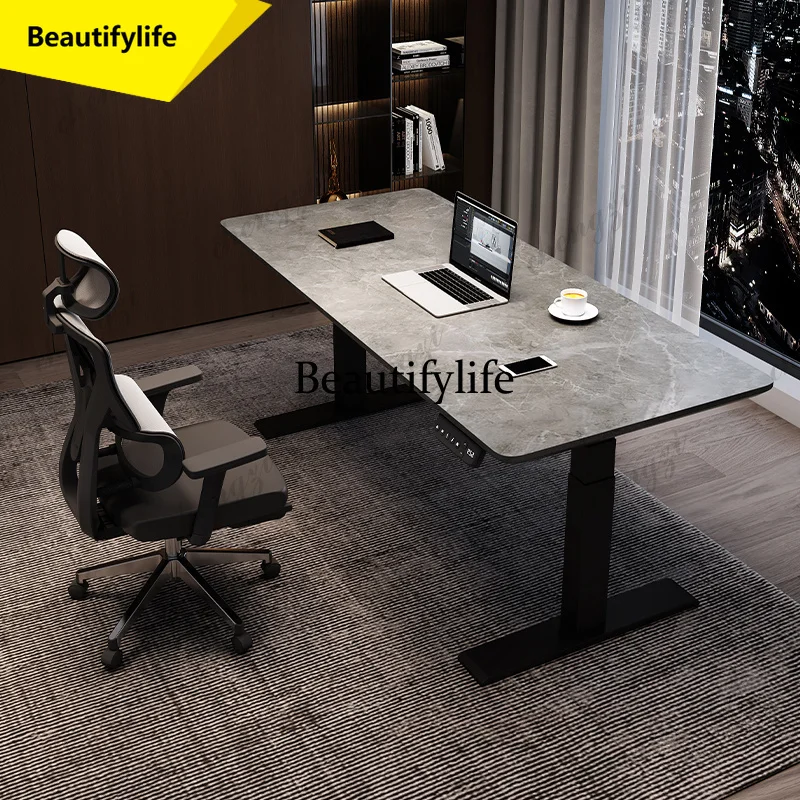 

A17 Nordic Creative L-shaped Writing Desk Modern Minimalist Executive Lift Computer Desk Solid Wood Electric Office Furniture