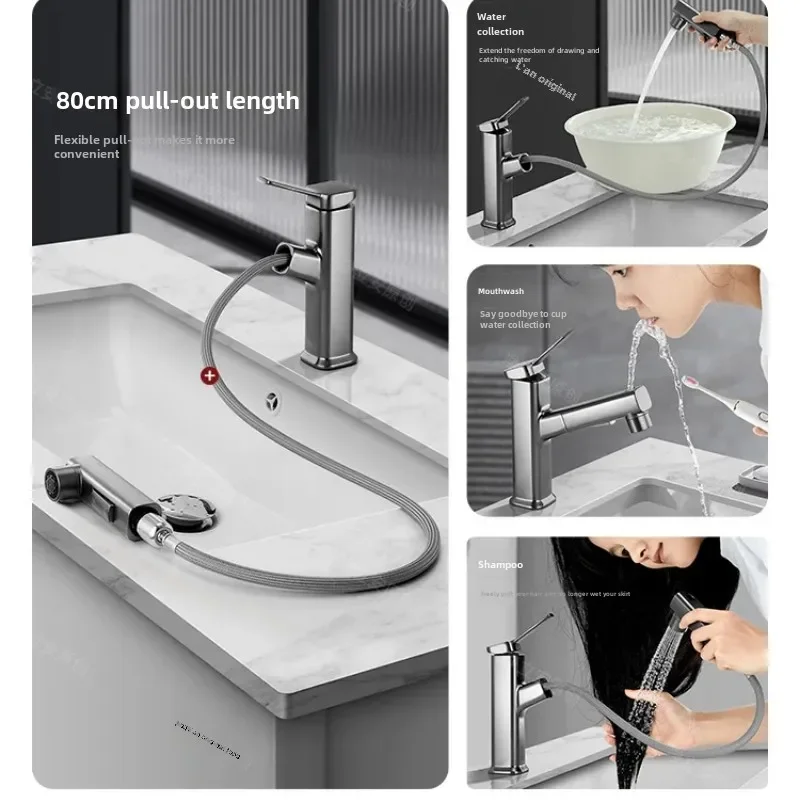Swivel Washbasin Faucet White Hot and Cold Bathroom Sink Tap Ideal for Hand Wash Stations Compact and Functional Design