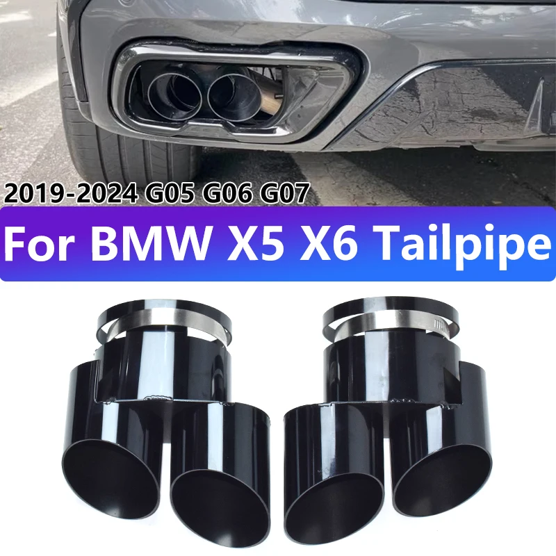 

For 2019 to 2024 BMW G05 X5 G06 X6 G07 X7 30i 40i exhaust pipe upgrade stainless steel black inner tube muffler nozzle tip