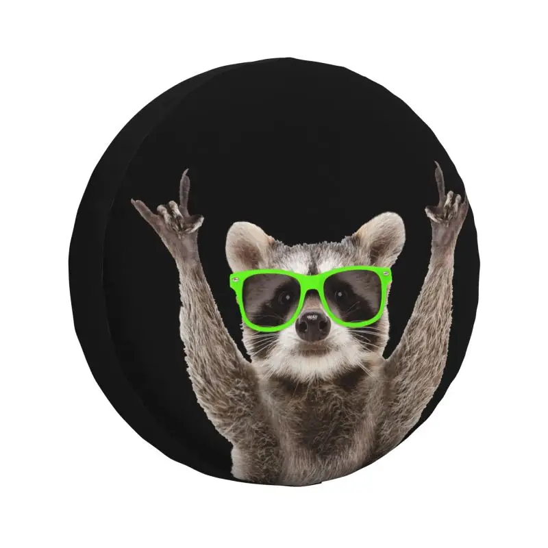 

Custom Funny Green Sunglasses Raccoon Spare Tire Cover for Jeep Wrangler 4WD 4x4 Trailer Car Wheel Protectors 14" 15" 16" 17Inch