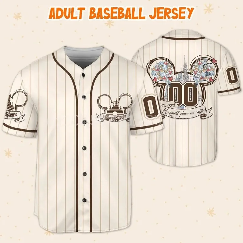 2024 New Minnie Mouse Disneyland 50th Anniversary Walt Disney World 3D Disney Baseball Jersey Fashion Casual Shirt