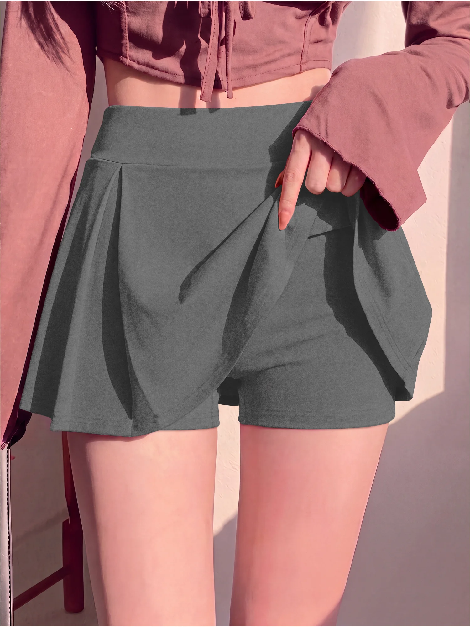 Damen-Plisseerock mit breitem Bund, Anti-Reibungs-Futter, Shorts-Rock, Tennis, Workout, Streetwear, Minirock – Detail 6