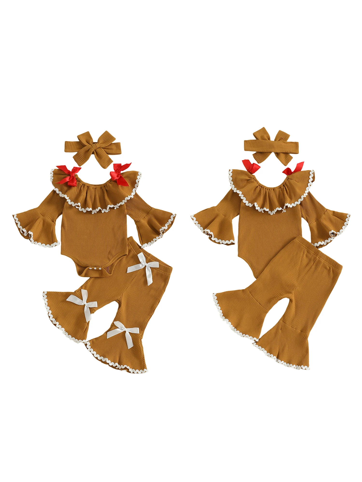 

Toddler Girls 2 Piece Set Long Sleeve Crew Neck Reindeer Print Top Elastic Waist Ruffle Pants Christmas Outfit