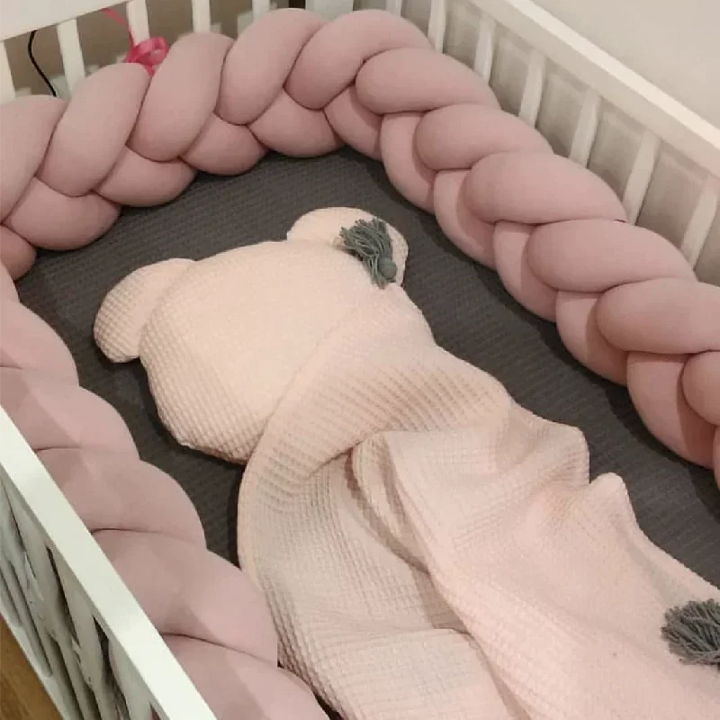 1-4M Baby Bed Bumper On the Crib Bedding Set for Newborn Baby Cot Protector Knot Braid Pillow Cushion Crib Anti-collision Bumper