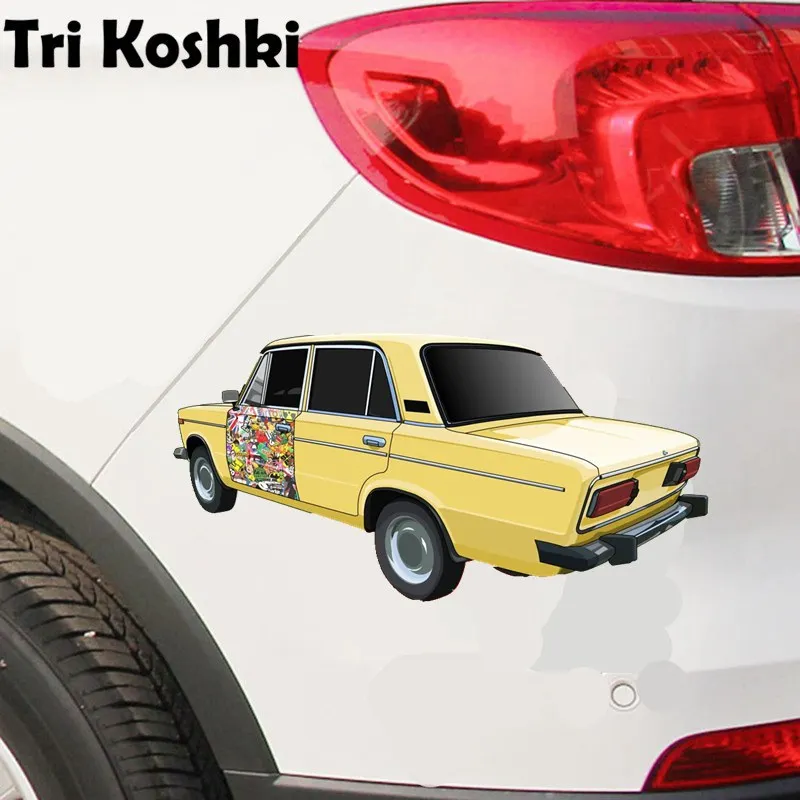 Tri Koshki KCS473 Cartoon Classic 2106 Car Sticker PVC Decals Sticker on Car Bumper Laptop Fridge  Laptop Wall