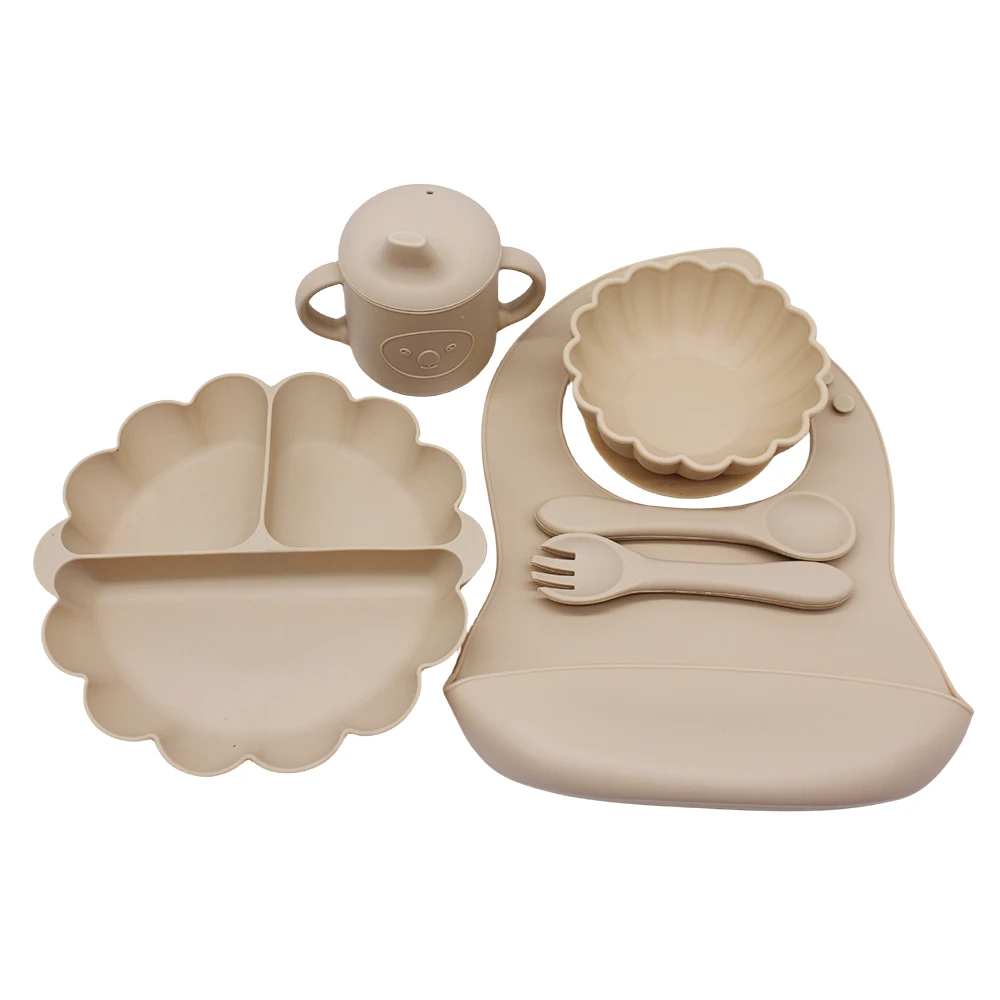 

Детская обеденная тарелка разделенная тарелка с нагрудником чашка для обучения еде с присоской автономная тренировочная тарелка для кормления и еды