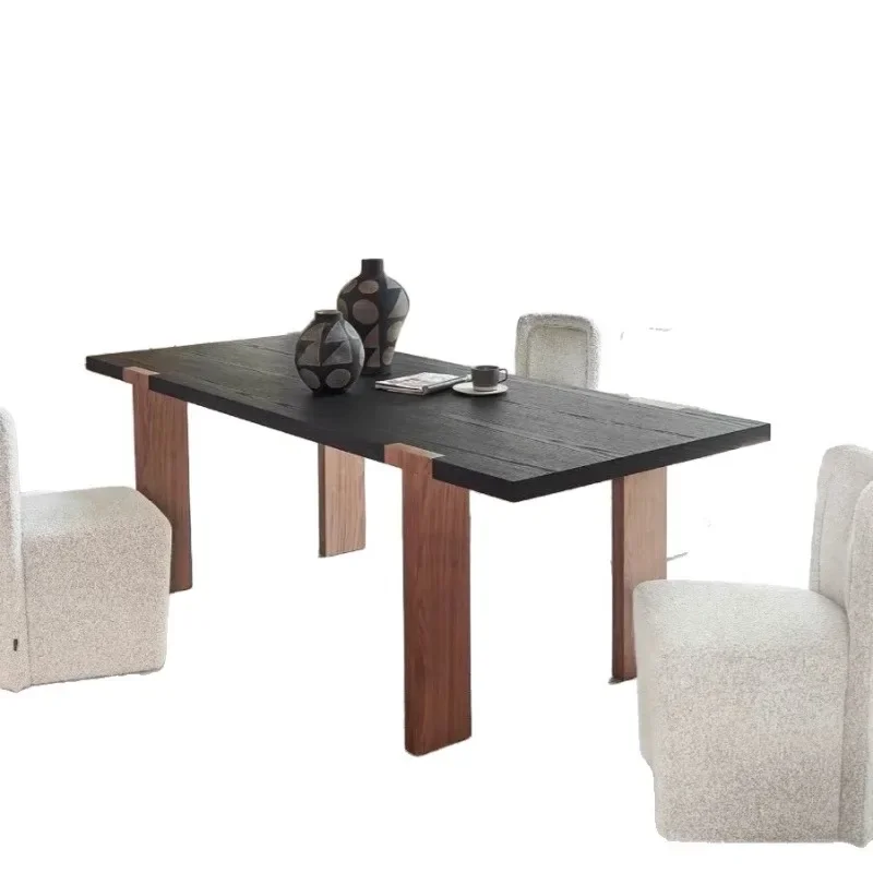 Nordic light luxury solid wood dining table, medieval simple desk, long table negotiation
