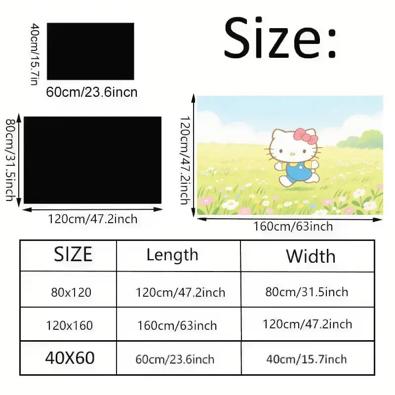 1pc bonito kawaii olá kitty sanrio anime personagem tapete, verde vibrante prado & flor design antiderrapante área tapete (50x80cm/19