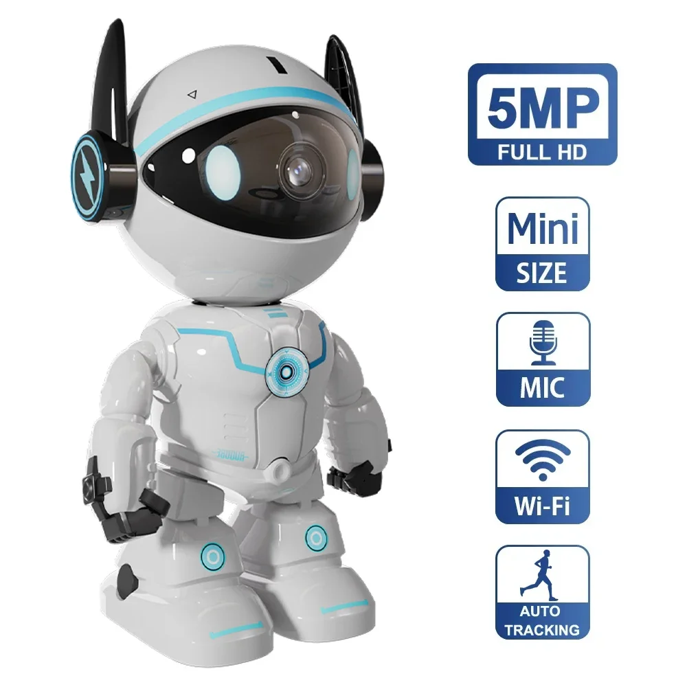 HiEasy APP Robot IP Camera 5MP Indoor WiFi Camera 2.4Ghz CCTV IR Night Vision Two Way Audio Auto Tracking Surveillance Camera