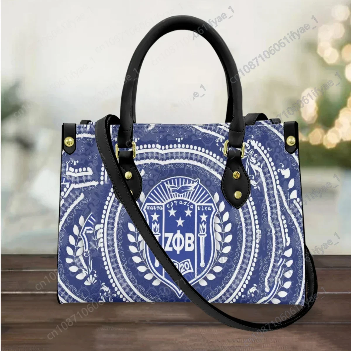 

Zeta Phi Beta PU Leather Luxury Shoulder Bag Top Handle Portable Large Capacity Travel Coin Purse Girls Small Pop Tote Bags