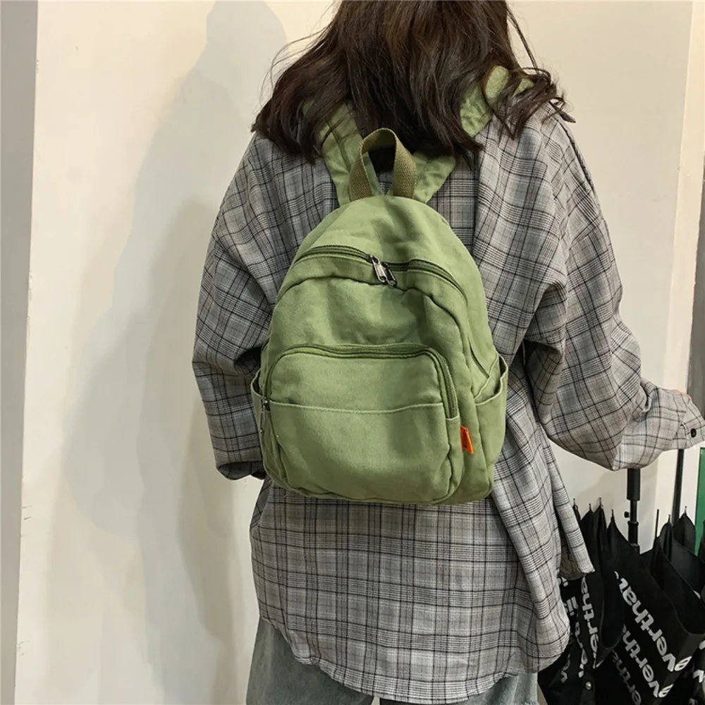 Canvas Women Small Backpack Vintage Feminina School Mini Backpack Women Bagpack Female Solid Girl