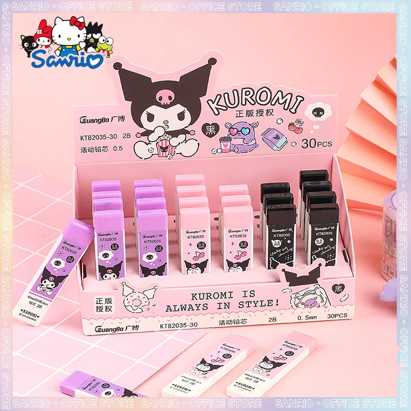 30pcs Sanrio Mobile Refill Cartoon Students Mechanical Pencil Core Writing 20 Replacement Lead Black 0.5mm School Supplies