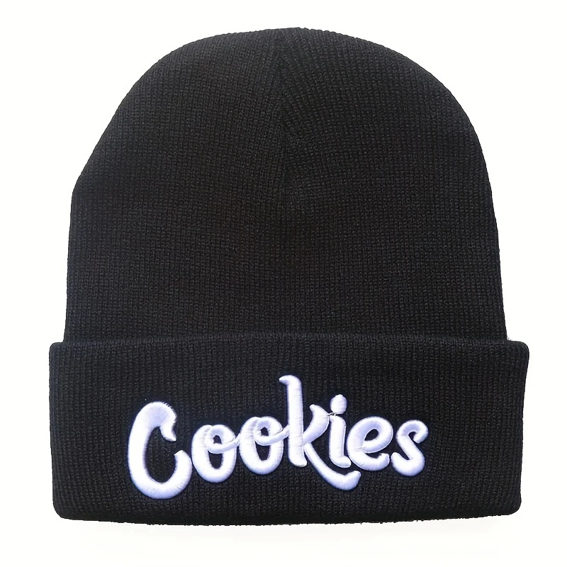 Winter Hat Beanies Boys Girls Cooki Letter 3D Embroidery Knitted Hat Casual Outdoor Soft Warm Skullies Hat Unisex Gorras Hombre