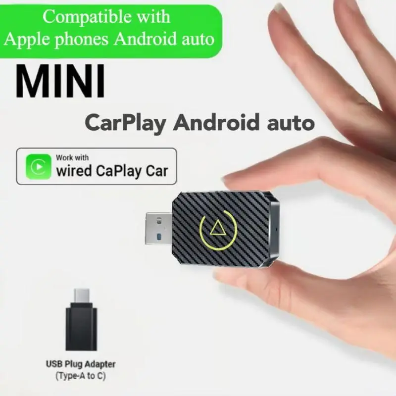 Wireless Carplay Android Auto Adapter 2 in 1 Mini Box Plug&Play Wireless Dongle BT WiFi for Wired CarPlay/Andriod Auto Cars