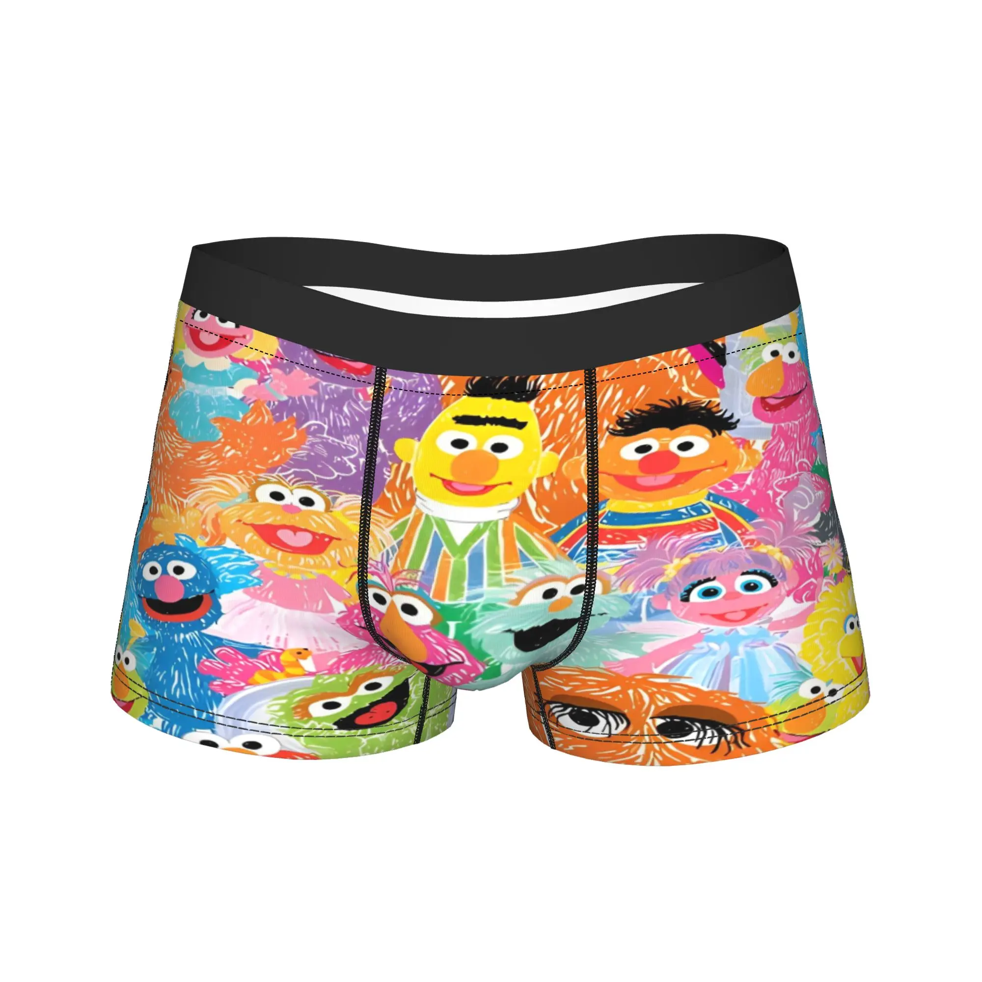 Sesames Streets Underwear  Printing Trunk Hot Sale Men Underpants Breathable Boxer Brief Birthday Gift