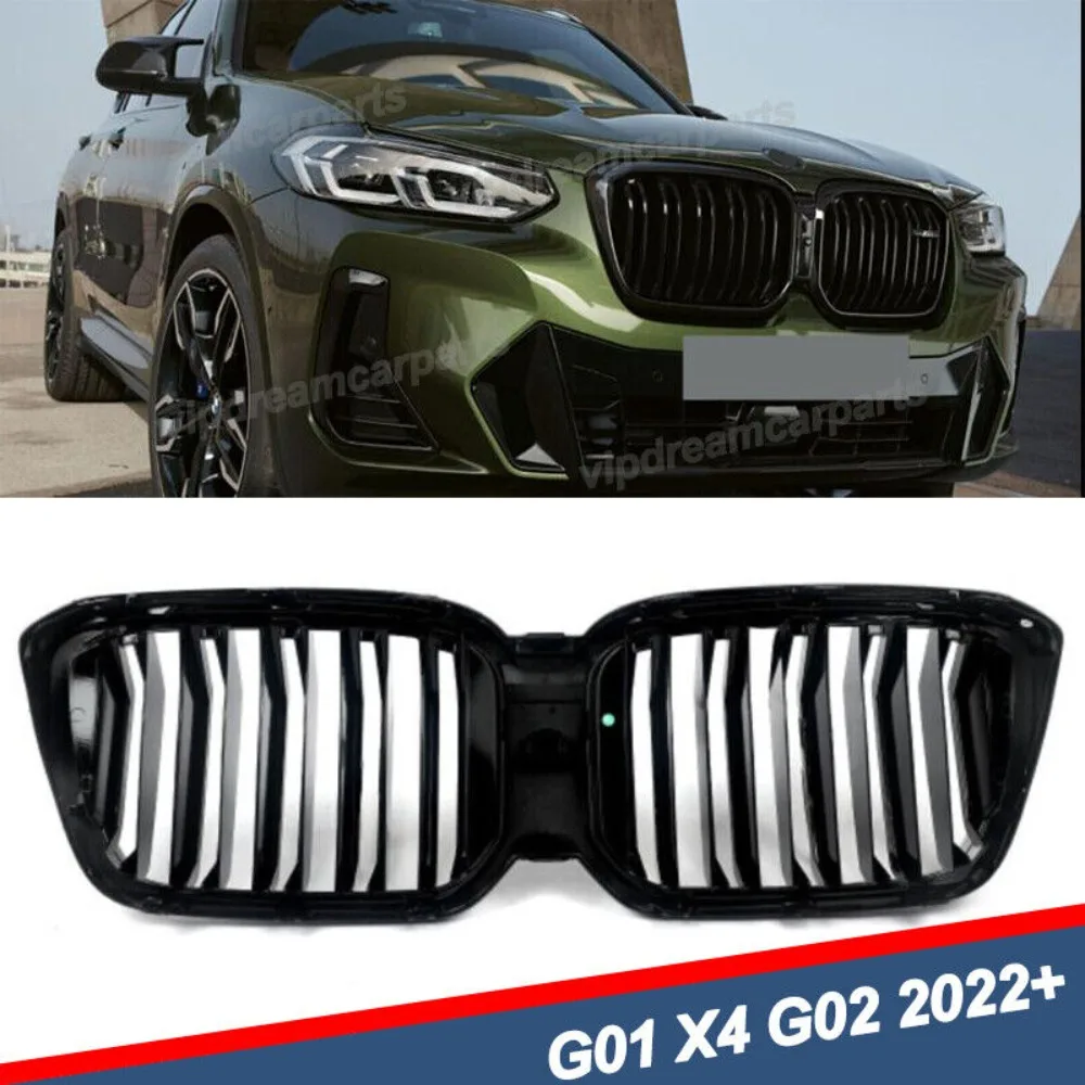 

Передняя решетка для радиатора, Двойные решетки для BMW X3 G01 X4 G02, глянцевый черный, США