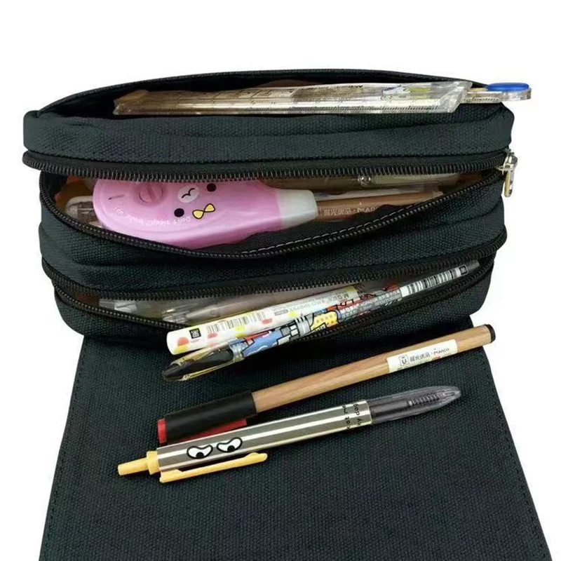 ONE PIECE Type Pencil Bag Nylon pencil case children black to school supplies High Quality stationery set