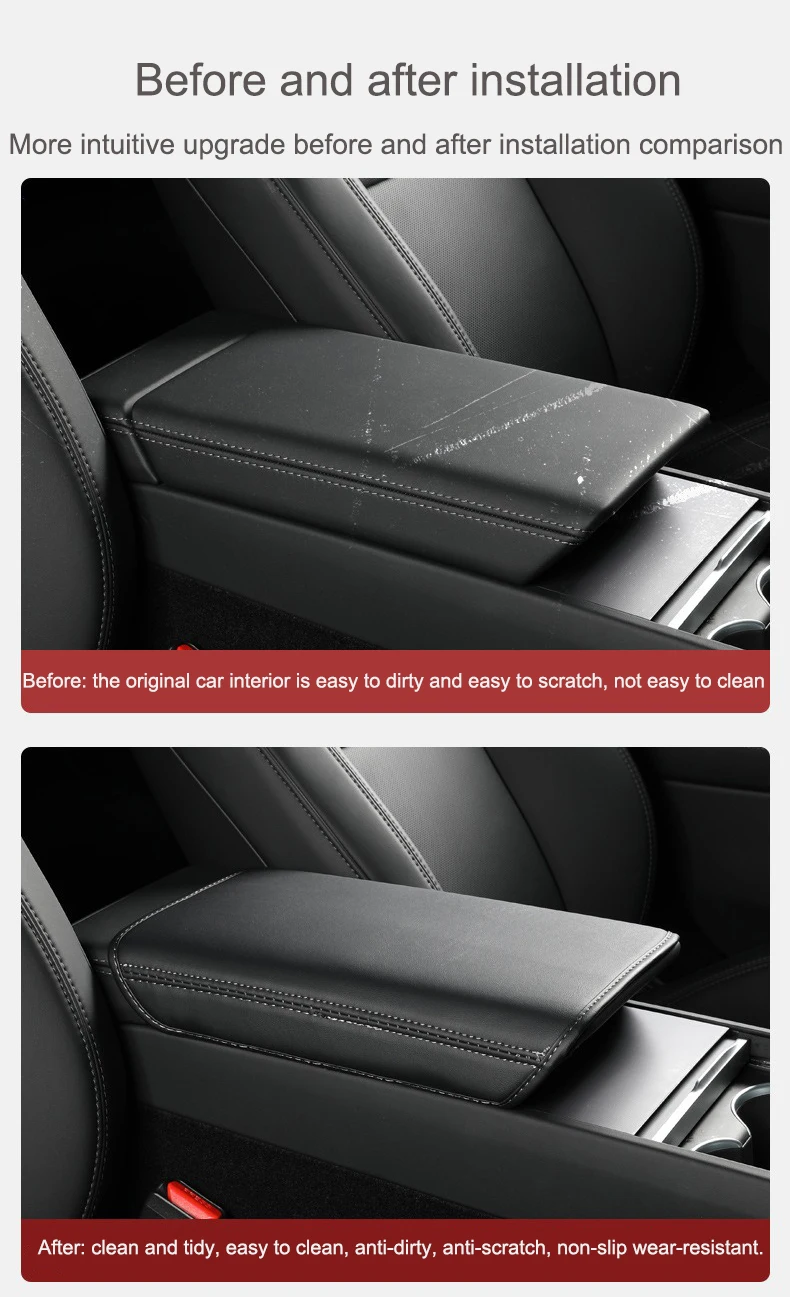 For Tesla Model 3 Highland Armrest Box Napa Leather Protective Pad Non-destructive Installation Model 3+ Suede Armrest Cushion