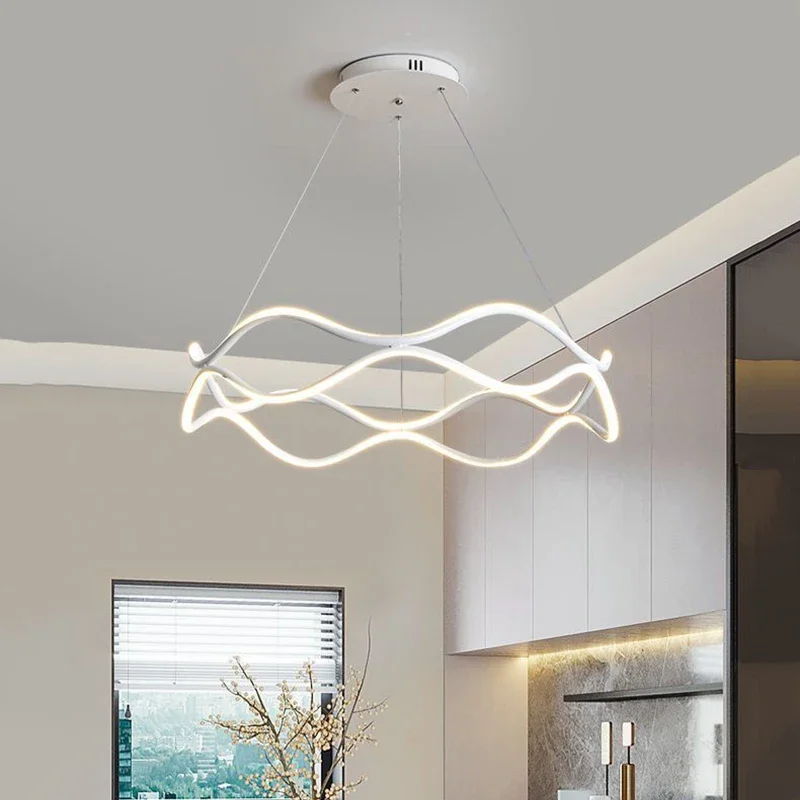 Imagem -06 - Nordic Led Pendant Light Lustre Luxo Anel Pendurado Lâmpada Luminária Interior Quarto Sala de Jantar Decoração de Casa