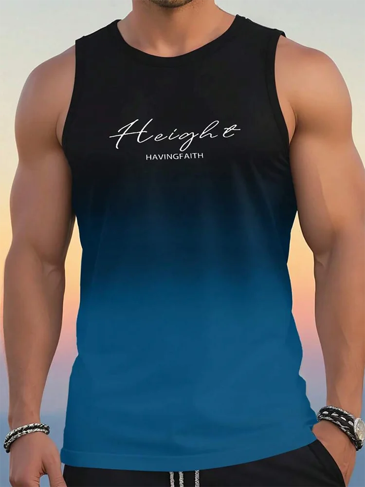 

Men's Gym Tank Top Fitness Training Gradient Clothing Quick-Drying Loose Daily Casual Sleeveless Shirt Men Fashion Running Vest