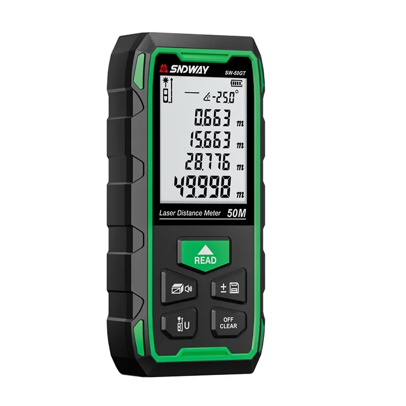 Latest SNDWAY SW-50GT 70GT Green Light Rangefinder Electronic Ruler Measuring Instrument Indoor Outdoor Laser Distance Measurem