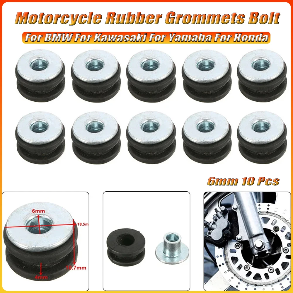 For Yamaha R1 R6 R3 R25 YZF600 6MM Rubber Grommets For Motorcycle Fairings For Honda CBR 650 600 CBR500R For BMW For Kawasaki