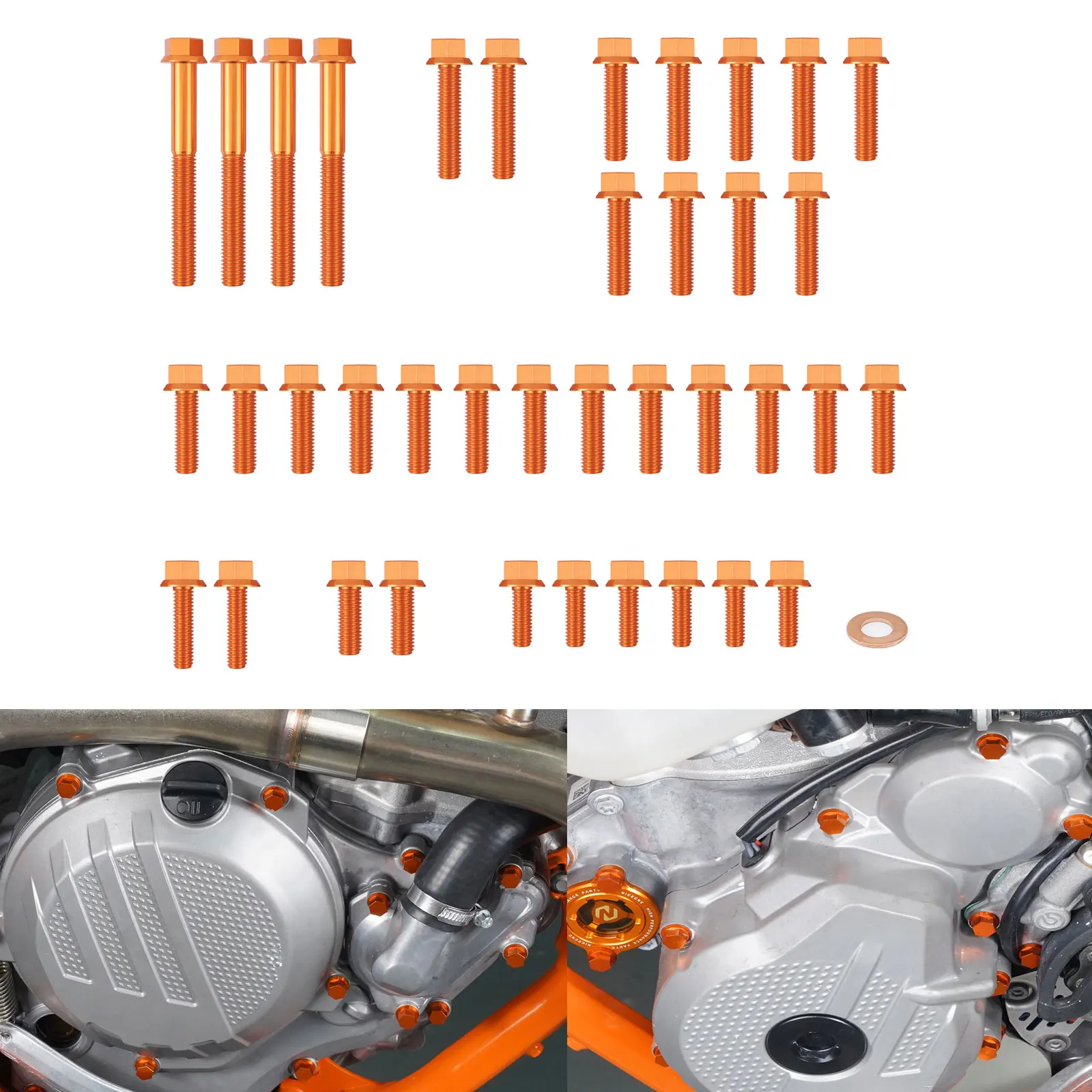 

39PCS M5 M6 Engine Bolts Kit For KTM 250 300 EXC XCW 2020 2021 2022 Clutch Cover Water Pump Cover Power Valve Cover Aluminum