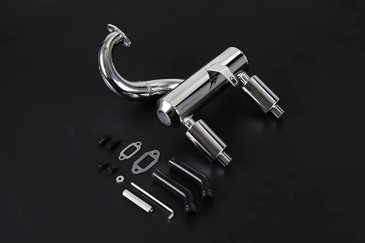 

Stainless Steel Double Hole Silencing Exhaust Pipe Fits 1/5 ROFUN ROVAN LT BLT LOSI 5IVE-T